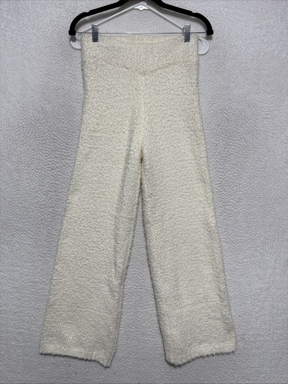 Skims Cozy Boucle Pants Women S/M White Fuzzy Teddy Cozy Wide Leg